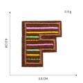 Detail of letter F embroidery patch with felt texture and dimensions 4.0cm x 3.8cm - Letter F
