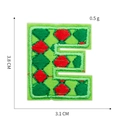 Detailed view of green letter E embroidery patch with 3.8cm height and clear stitching - Letter E