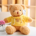 Oso de peluche marrón con una sudadera amarilla con capucha y bordado de oso - Oso Con Sudadera Amarilla