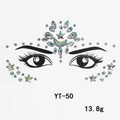 Holographic face gems YT-50 detail with star and moon shaped acrylic rhinestones - YT-50
