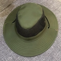 Army green outdoor fishing hat with wide brim and black breathable mesh panels - M (56-58cm) / Army Green