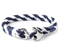 Detalle de cuerda de nailon trenzada azul y blanca con cierre de ancla en acero inoxidable - 19cm / Azul Marino Blanco