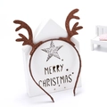 Brown glittery reindeer antler headband for Christmas parties and festive costume decor - Glitter Brown Antler Headband
