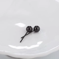 Boucles d'oreilles boules noires brillantes en acier inoxydable pour femmes - Noir - Style Perle Ronde (013 Noir)