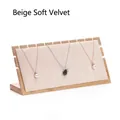 Bamboo wood necklace display stand with soft beige velvet lining for jewelry storage - Beige Velvet / Large Non-detachable / Beige