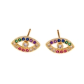 Golden Evil Eye studs with colorful zircon stones in blue, purple and green - erq18 Evil Eye