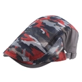 Rood en blauw camouflage mesh krantenjongenspet met metalen gesp en ademende panelen - Eén Maat(Verstelbaar) / Grijze Camouflage