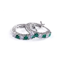 Eleganti orecchini a cerchio in argento con zirconi verdi e trasparenti alternati - Verde