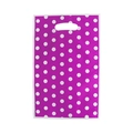 Purple plastic party gift bag with white polka dot pattern and built-in handle - 10pcs/Pack / Rose Red