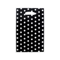 Single plastic party gift bag with white polka dots on black background and die-cut handle - 10pcs/Pack / Black