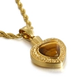 Collier urne coeur en acier inoxydable doré avec œil de tigre et chaîne torsadée - Style Oeil de Tigre (KP80880-Z) / Pendentif Uniquement (Sans Chaîne)