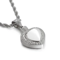 Pendentif cœur cinéraire en argent avec chaîne torsadée en acier inoxydable poli - Style Gemme Blanche Argentée (KP80887-Z) / Pendentif Uniquement (Sans Chaîne)