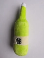 Detail of plush bottle dog toy in green with No embroidery on smooth gray background - Green Wine Bottle