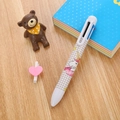 Cartoon unicorn 6-color ballpoint pen with white barrel and multi-color push buttons - Unicorn - Grid White / 6-Color Ballpoint Pen