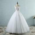 Elegante vestido de novia blanco de corte princesa con encaje y falda de tul - US 12 / Blanco