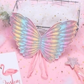 Ensemble d'ailes de fée en filet coloré et baguette magique étoilée pour costume d'enfant. - Taille unique / Ailes roses (convient aux moins de 5 ans)