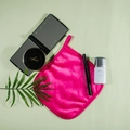 Rose red microfiber makeup remover towel with a square design and hanging loop - Rose Red