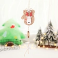 Wooden glove Christmas ornament with reindeer pattern and wooden beads on a string - Glove Style