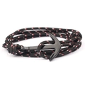 Black woven nautical anchor bracelet with red and white dot pattern on cord - BB14 Black Patchwork