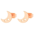 Minimalist rose gold moon and star stud earrings with geometric hollow design - Hollow Star Moon / Rose Gold