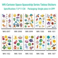 Close-up of space series temporary tattoos for kids with size 7.5x11cm in OPP bag - Space Set (10 Sheets)