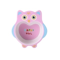Eco-friendly bamboo fiber pink owl-shaped kids bowl with Happy Owl print design - Owl Bowl