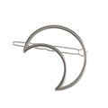 Minimalist silver crescent moon hair clip with hollow geometric metal design - Moon, Silver