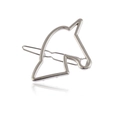 Silberne Haarspange in hohler Pferdekopf-Form mit polierter Metalloberfläche - Silber