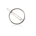 Fermaglio per capelli circolare in metallo argento minimalista con finitura lucida su bianco - Medio / Argento