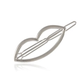 Fermaglio per capelli minimalista argento a forma di labbra con metallo lucido - Argento