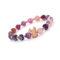 Bracciale a corona con zirconi micropave e perle colorate in pietra con effetto venato - Stile Pietra Intemperie (NBCB00019)
