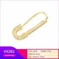Detailansicht eines 27mm Sicherheitsnadel-Anhängers aus Messing mit Zirkonia-Besatz - Einzelstück / Gold Weißer Zirkonia