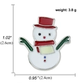 Cartoon snowman enamel brooch pin with red hat and green arms, dimensions shown - Red Hat Snowman Style (A00119)