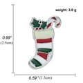 Christmas stocking pin brooch in red and green enamel with holly leaf and candy cane detail - Christmas Boot Style (A00118)