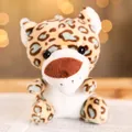 Cute leopard print plush animal keychain in a soft sitting pose with brown nose - Sitting Leopard / 12-15cm