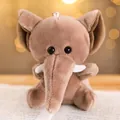 Simpatico portachiavi a forma di elefante in peluche marrone con zanne per borse - Elefante Seduto / 12-15cm