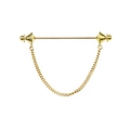 Spilla minimalista dorata per colletto di camicia con catenella e ciondoli conici - Stile A - Con catena / Oro