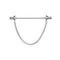 Spilla da uomo in metallo argento con barra dritta, punte a cono e catena pendente - Stile A - Con catena / Argento