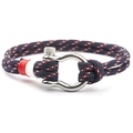 Pulsera náutica trenzada tricolor con cierre de grillete en acero inoxidable duradero - Azul Blanco Rojo Capa Doble