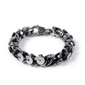 Pulsera calavera punk de acero inoxidable con eslabones gruesos y cierre de mosquetón - Estilo en Forma de 6 (KB109996-BD)