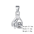 Silver hand pendant holding a round clear zircon stone, fashion geometric necklace charm - 6 (Pendant Only - No Chain)