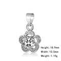 Silver flower pendant with round zircon, size 18.9x10.5mm and weight 1.19g - 25 (Pendant Only - No Chain)