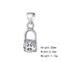 Silver geometric necklace with round white zircon pendant, height 20mm, width 6.2mm - 24 (Pendant Only - No Chain)