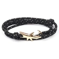 Shark anchor bracelet with black spotted rope and golden shark-shaped metal clasp - GSY-13 Black Dotted Rope + Gold Shark Hook
