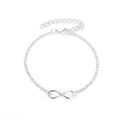 Detailed close-up of a silver infinity symbol bracelet with lobster clasp and chain - Simple Infinity Symbol (02白K 1586) / Silver