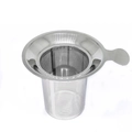 Silver 304 stainless steel tea infuser with fine mesh filter and long handle - Flared Mouth / Steel Color