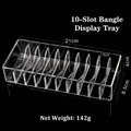 Transparent acrylic display tray with 10 slots for bracelets and jewelry organization - 10-Slot Bracelet Tray
