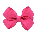 Handmade rose red grosgrain ribbon bow hair clip with textured layered design - Rose Pink (14)