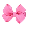 Pink ribbon bow hair clip for children with ribbed texture on a white background - Rose Red (13)