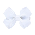 Charming white grosgrain ribbon bow hair clip for children with textured twisted leaf design - White (18)